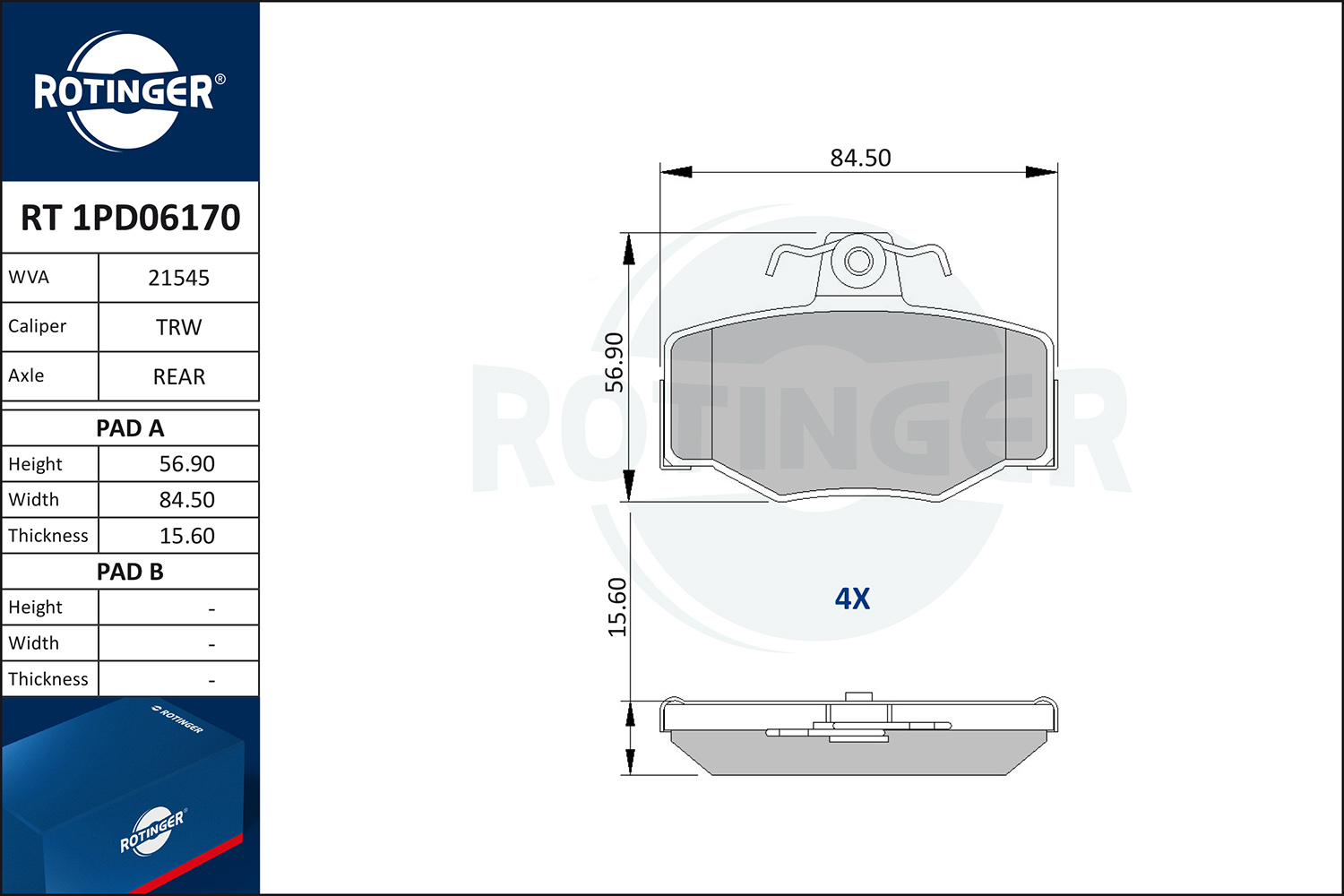 ROTINGER Fékbetét, mind RT1PD06170_ROT